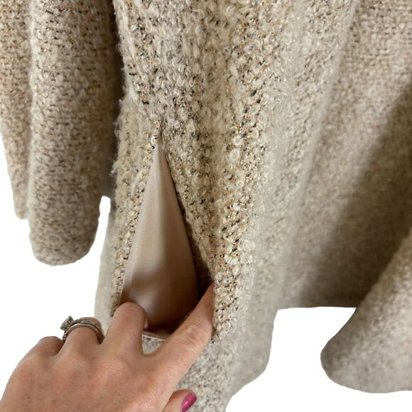 Calvin Klein Tan Beige Black Boucle Knit Pockets Long Cardigan Sweater Women 1X - Picture 7 of 7